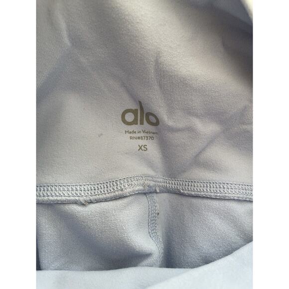 Alo Yoga Criss Cross Mesh Cut Outs Capri Leggings Light Blue XS - Picture 6 of 7